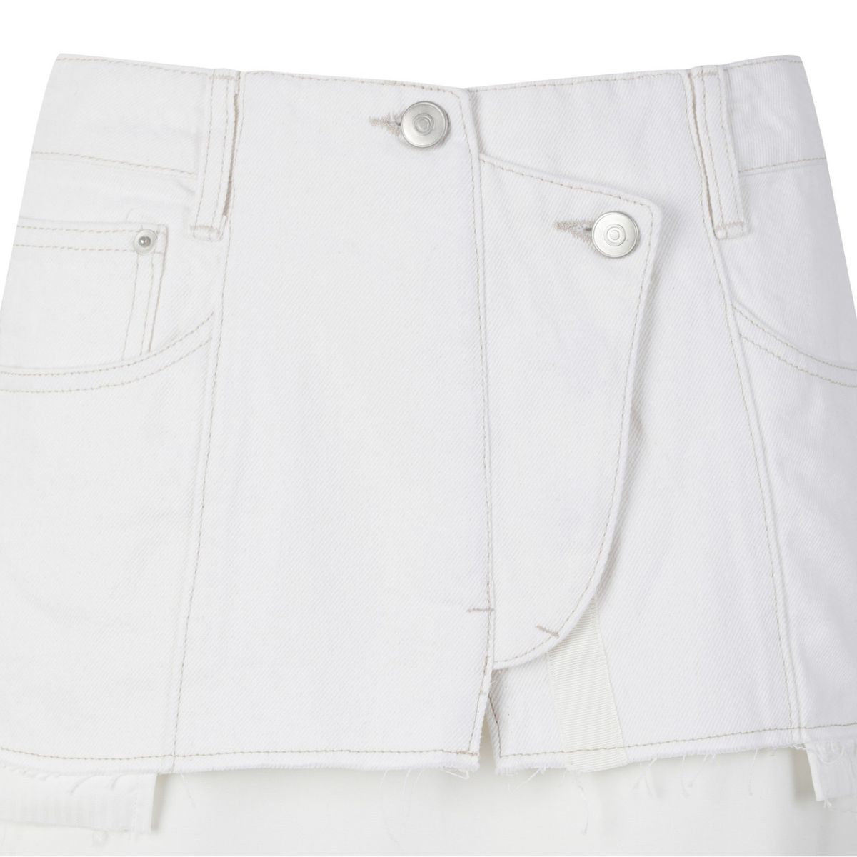 래코드(RECODE) Denim Layered Skirt_RQKAS24527IVX