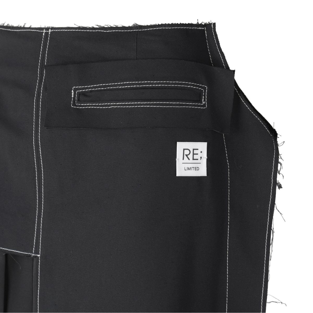 래코드(RECODE) Unbalanced Pleated Skirt_RQKAM24532BKX