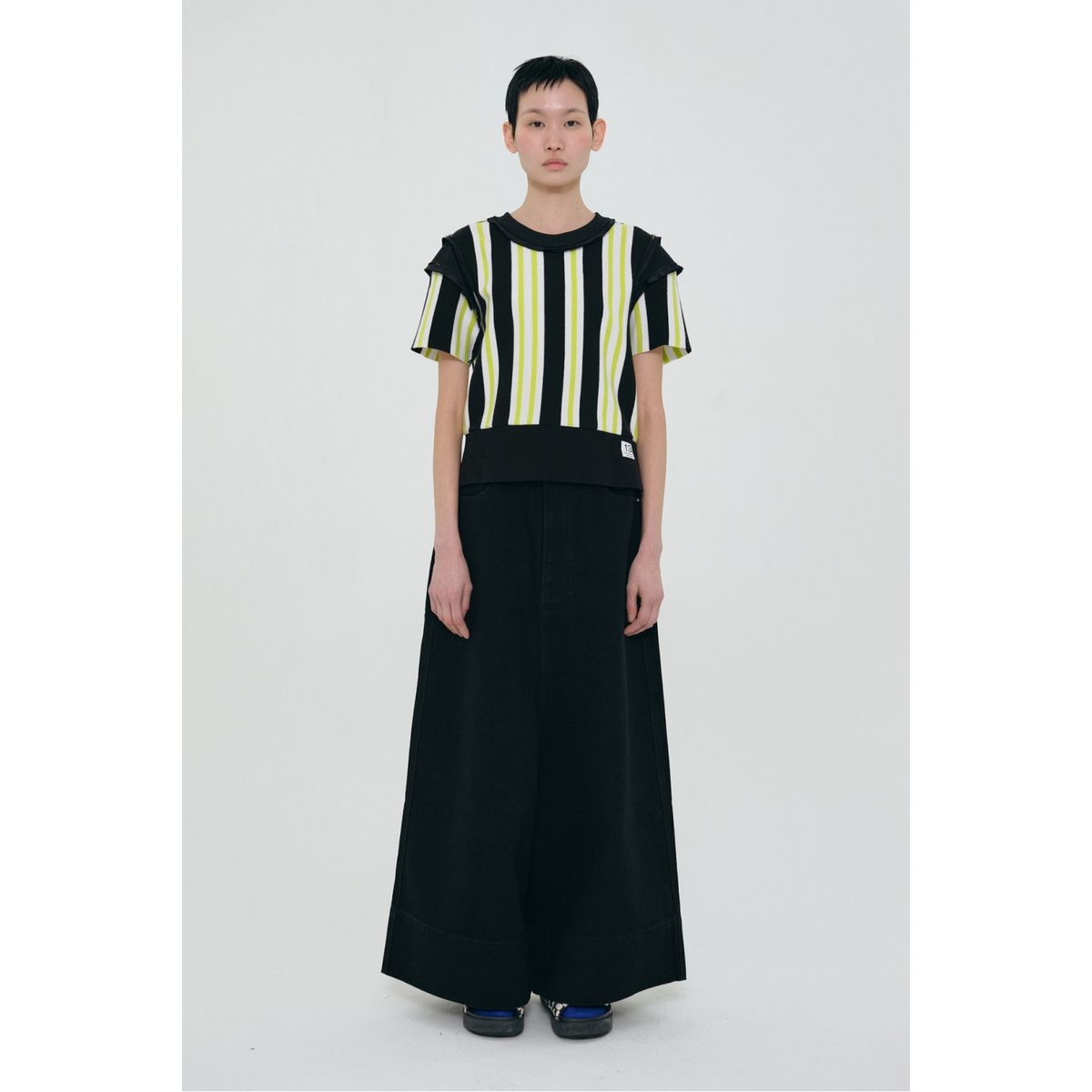 래코드(RECODE) Stripe Backword Knit Top_RQWAS24509BKX