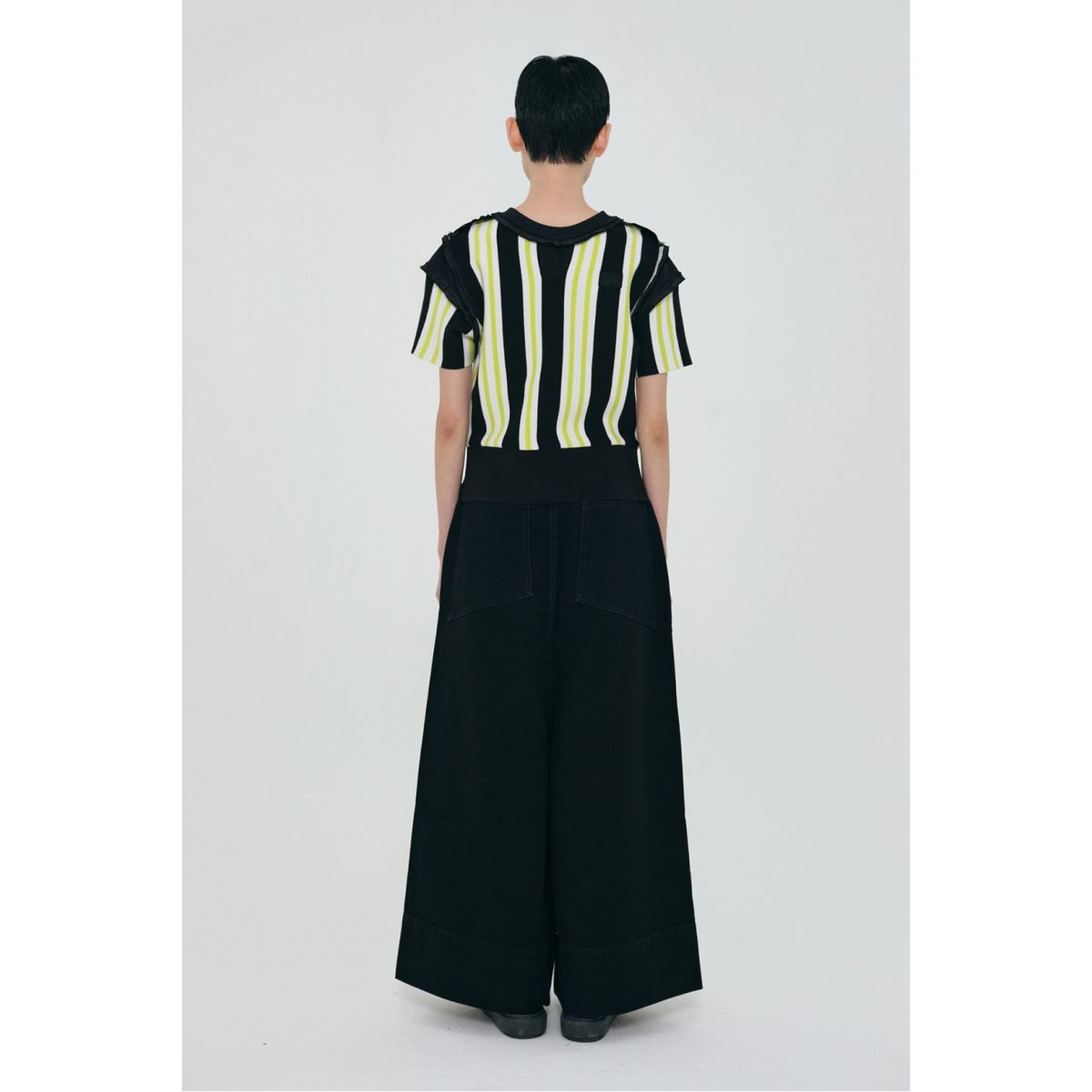 래코드(RECODE) Stripe Backword Knit Top_RQWAS24509BKX