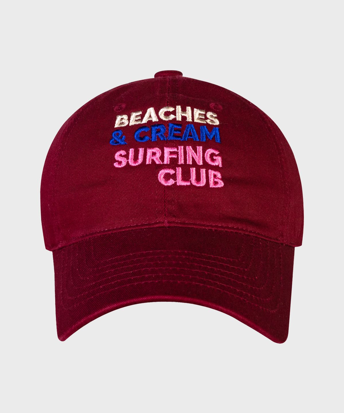 비치스앤크림(BEACHESANDCREAM) SURFING CLUB BALL CAP-BURGUNDY
