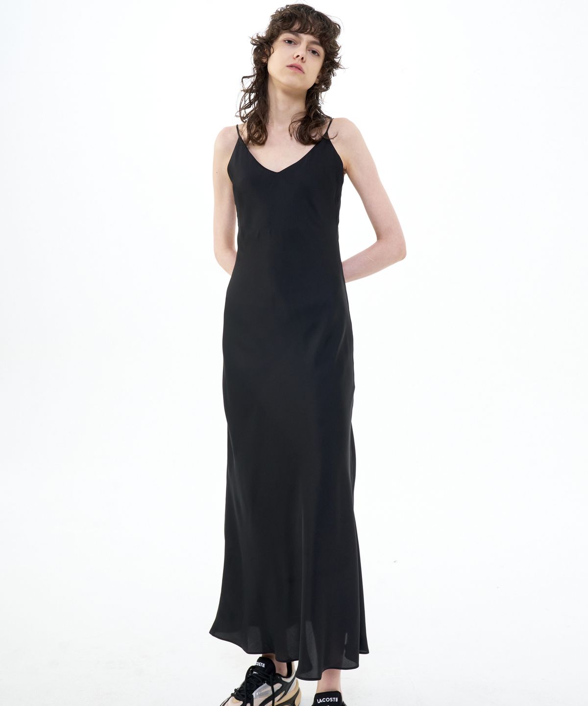 비콰이엇(B QUIET) MAXI SATIN SLIP DRESS_BLACK