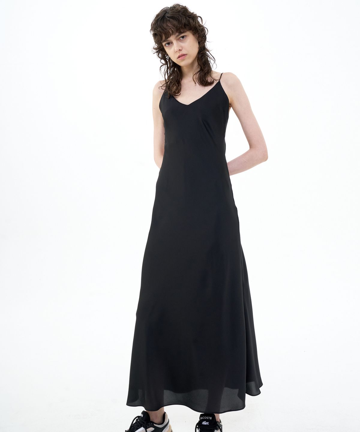 비콰이엇(B QUIET) MAXI SATIN SLIP DRESS_BLACK