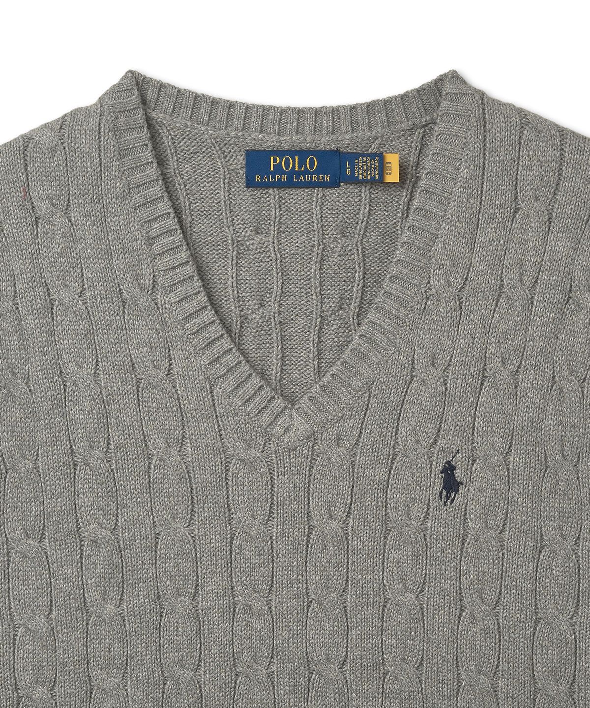 폴로 랄프 로렌(POLO RALPH LAUREN) 케이블 니트 코튼 스웨터 베스트 - 그레이