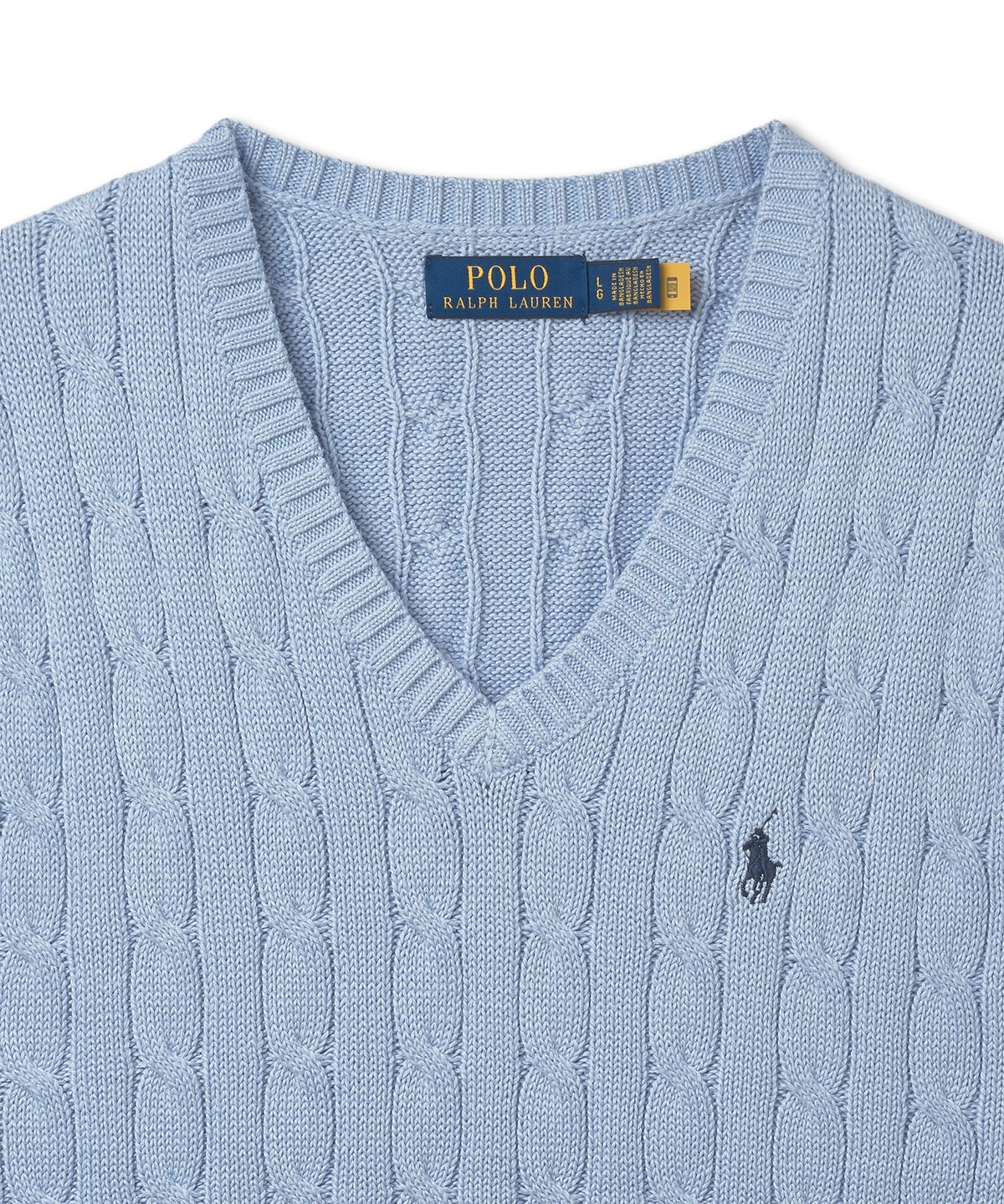 폴로 랄프 로렌(POLO RALPH LAUREN) 케이블 니트 코튼 스웨터 베스트 - 블루