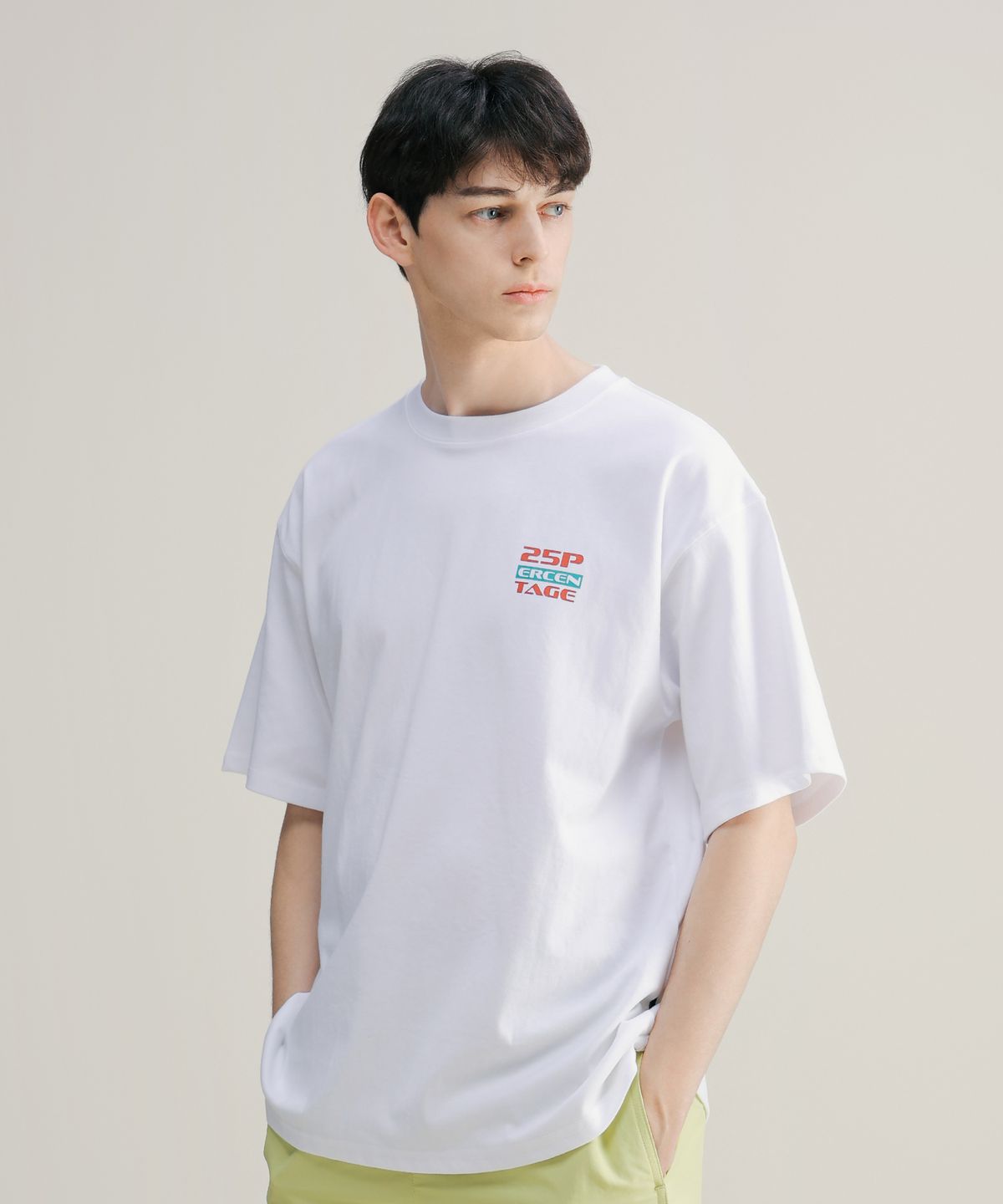 이십오퍼센테이지(25PERCENTAGE) 25P 백프린팅 레트로 네온 반팔티셔츠 25B41307WH
