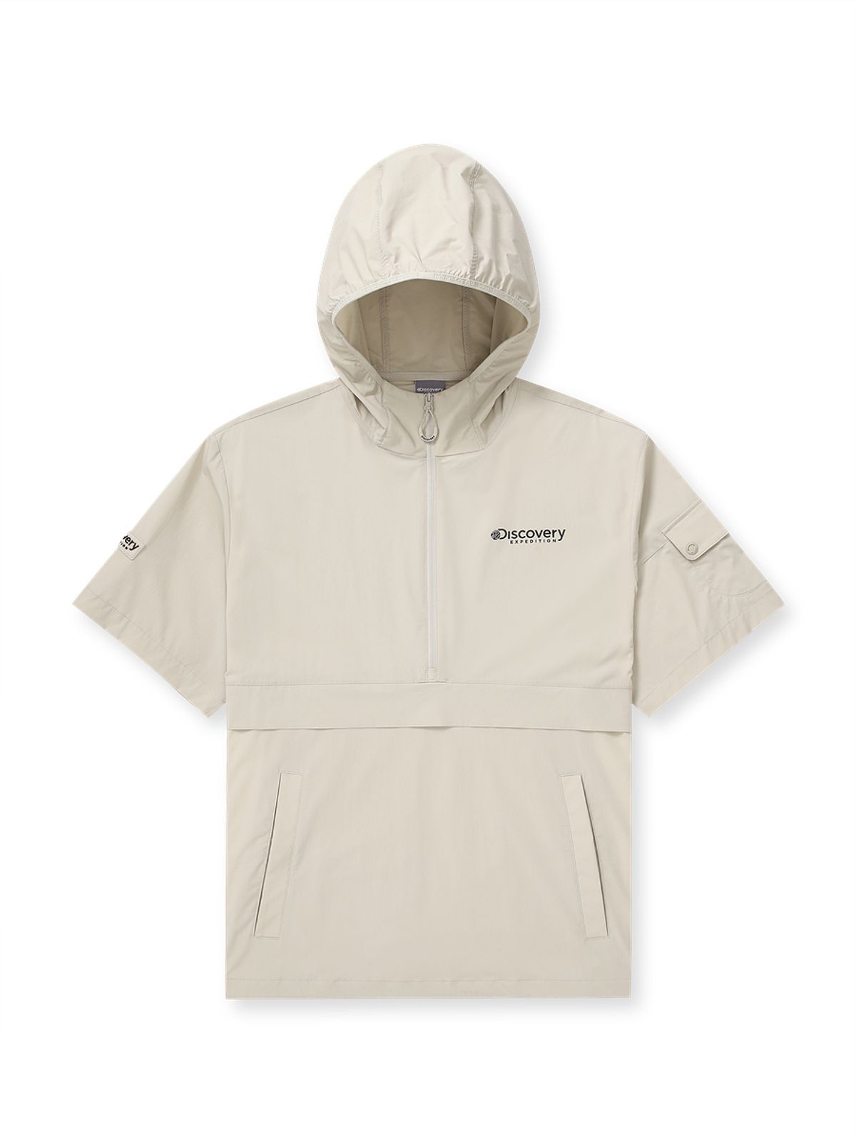 디스커버리 익스페디션(DISCOVERY EXPEDITION) 우븐 폴튼 반팔 후디드 아노락 (D.Skin Beige)