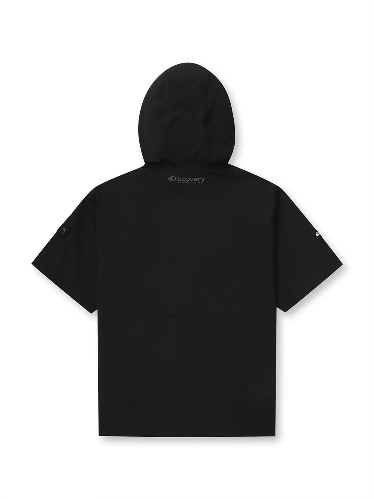 디스커버리 익스페디션(DISCOVERY EXPEDITION) 우븐 폴튼 반팔 후디드 아노락 (BLACK)