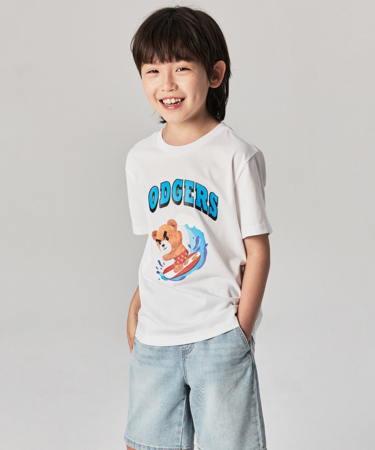 엠엘비 키즈(MLB KIDS) 메가베어 그래픽 반팔 티셔츠 LA (White)