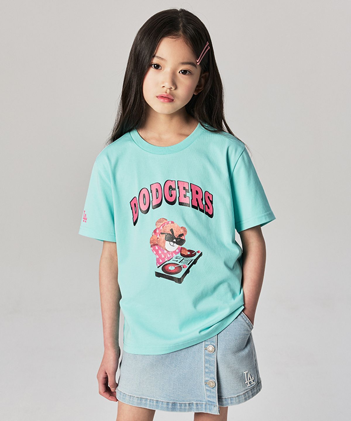 엠엘비 키즈(MLB KIDS) 메가베어 그래픽 반팔 티셔츠 LA (Mint)