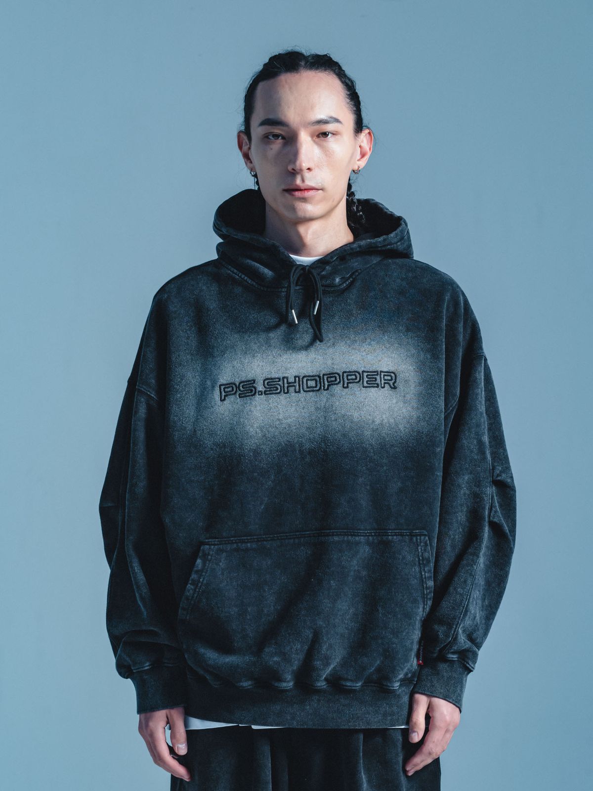 피에스쇼퍼(PSSHOPPER) 스톤워싱 고밀도 후드 [블랙]