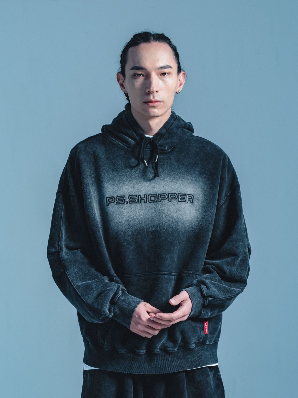 피에스쇼퍼(PSSHOPPER) 스톤워싱 고밀도 후드 [블랙]