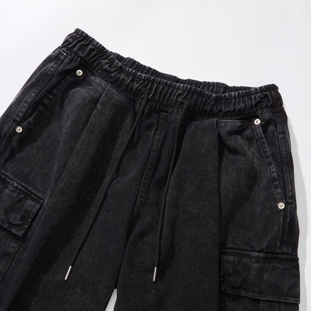 피에스쇼퍼(PSSHOPPER) 스톤워싱 데님 카고 쇼츠(반바지) [블랙]