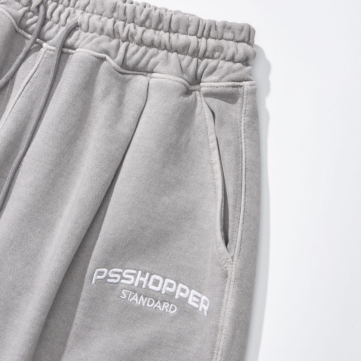 피에스쇼퍼(PSSHOPPER) [2 Pack] 오리지널 피그먼트 긴팔 반바지 세트 [라이트그레이]