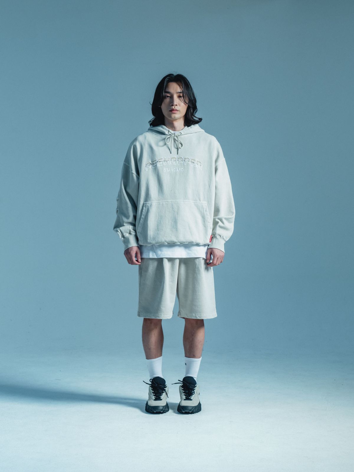 피에스쇼퍼(PSSHOPPER) [[2 Pack] 오리지널 피그먼트 긴팔 반바지 세트 [크림]
