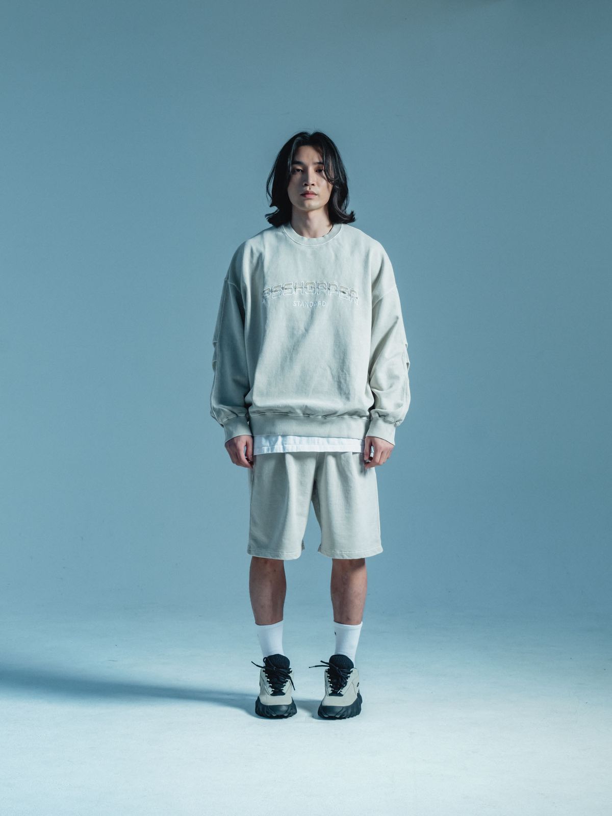 피에스쇼퍼(PSSHOPPER) [[2 Pack] 오리지널 피그먼트 긴팔 반바지 세트 [크림]