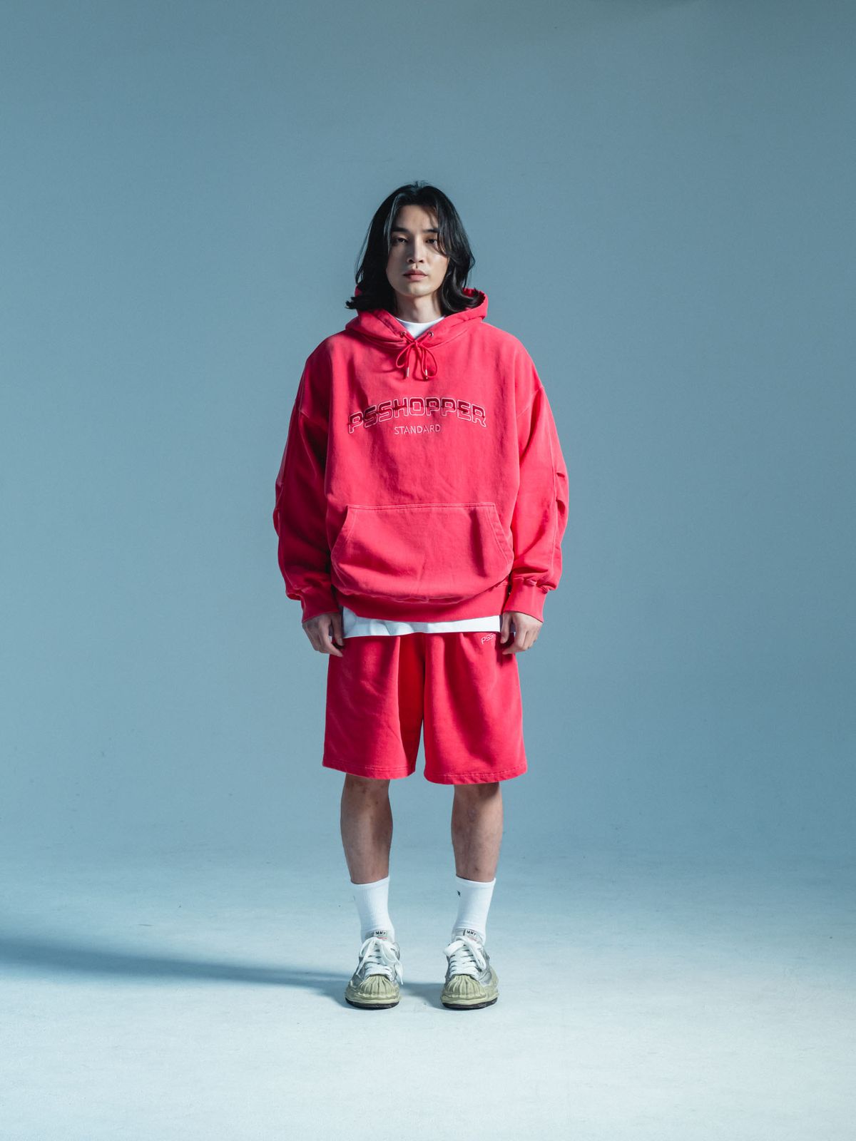 피에스쇼퍼(PSSHOPPER) [2 Pack] 오리지널 피그먼트 긴팔 반바지 세트 [핑크]