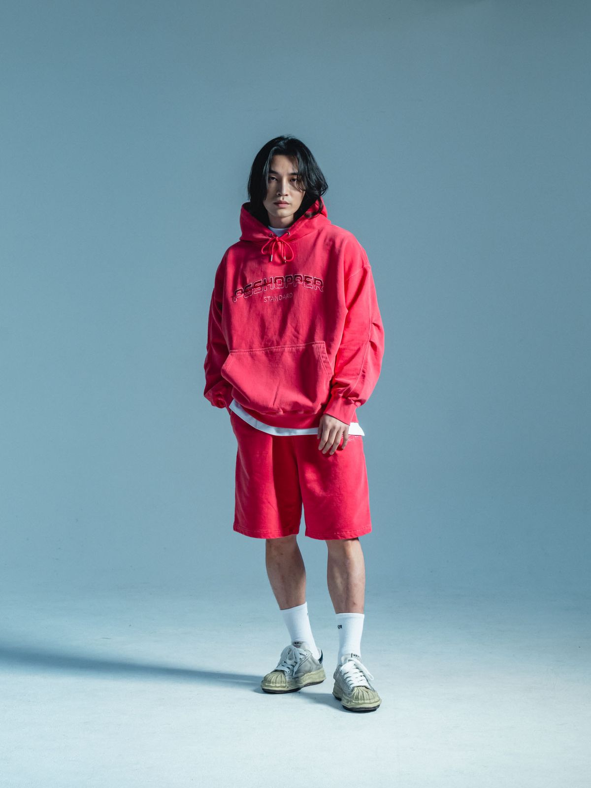 피에스쇼퍼(PSSHOPPER) [2 Pack] 오리지널 피그먼트 긴팔 반바지 세트 [핑크]