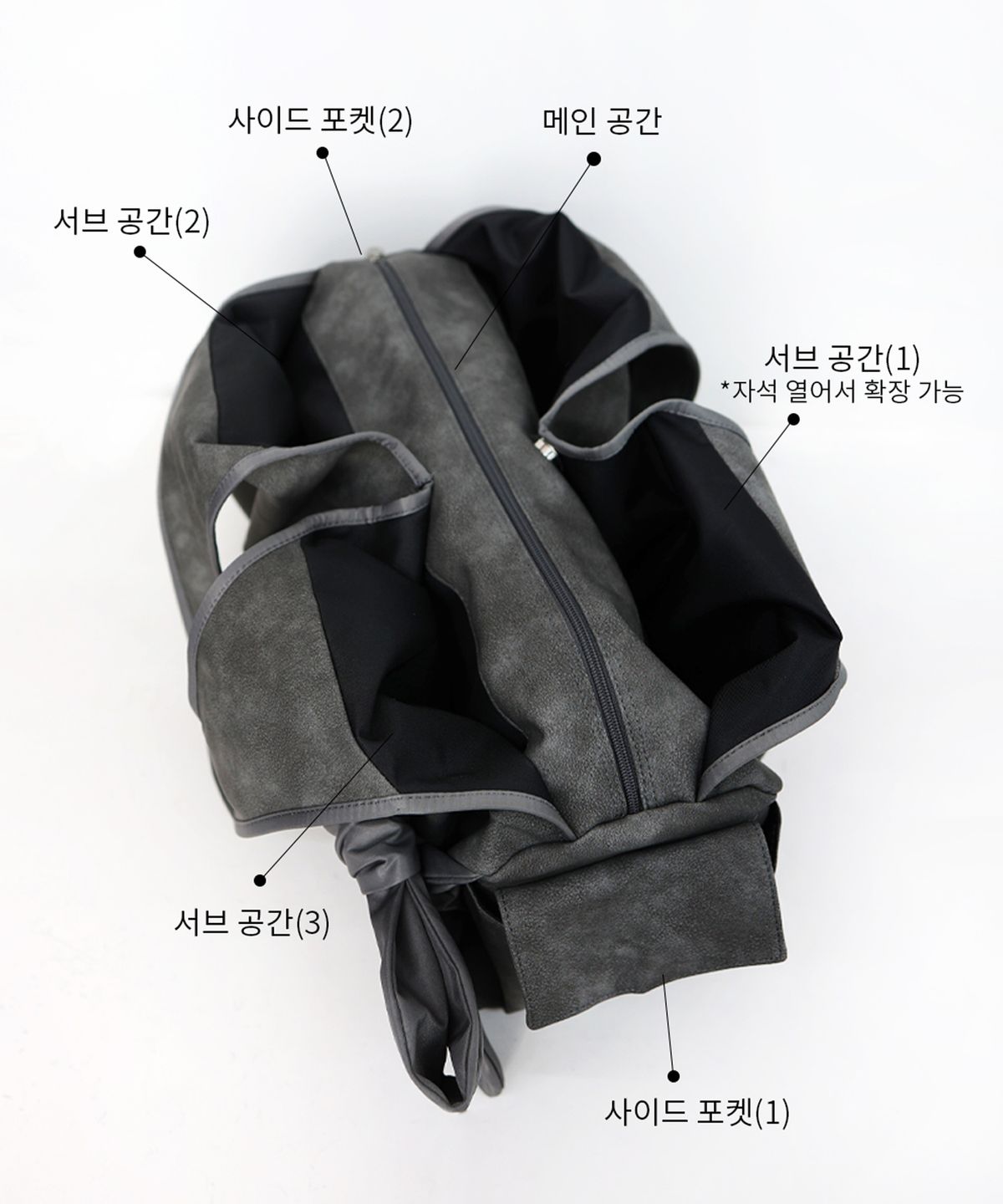 시월107(SIWL107) Bow Shoulder Bag (Nubuck Grey)