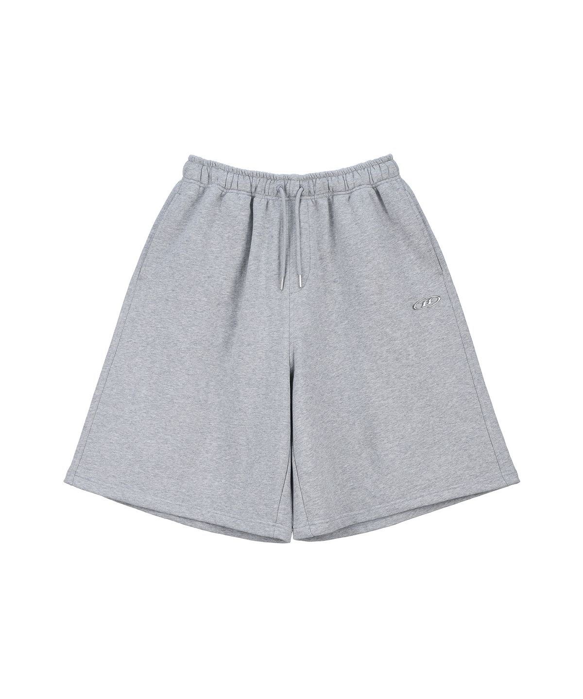 본투윈(BORN TO WIN) CHROME B LOGO HALF PANTS LONG VER [MELANGE GREY]