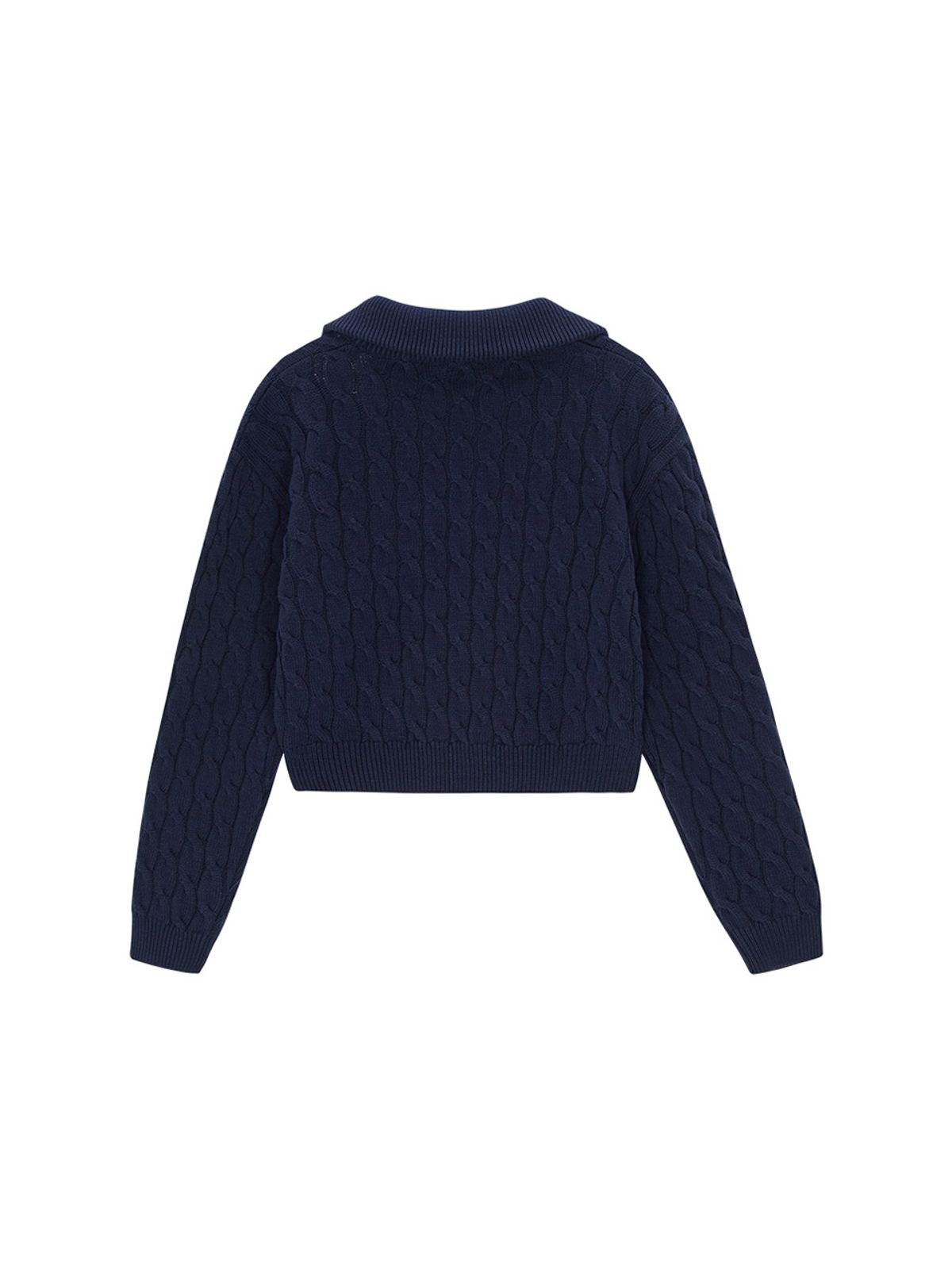 샐러드바구니(SALAD BAGUNI) Cabled Half Zip-up Pullover - navy