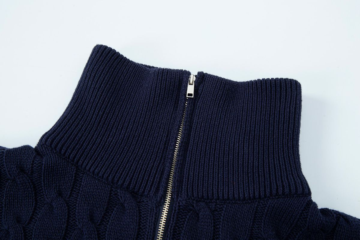 샐러드바구니(SALAD BAGUNI) Cabled Half Zip-up Pullover - navy