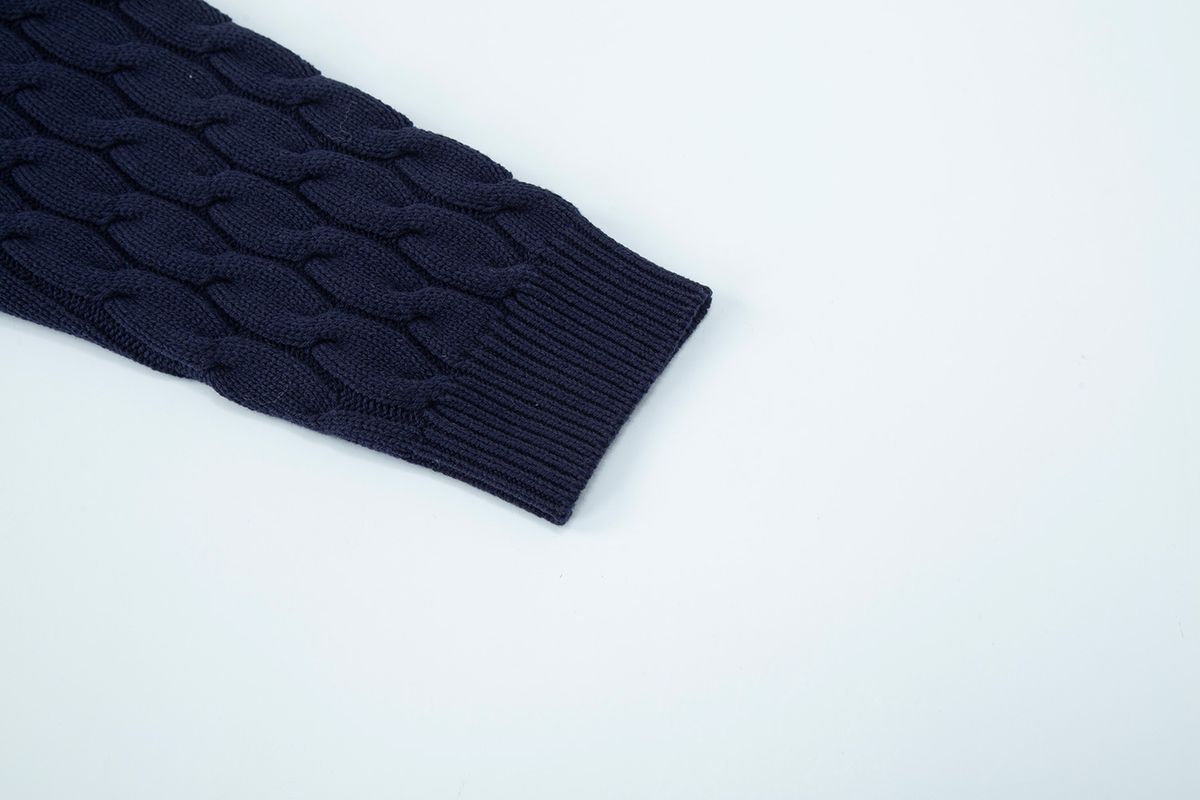 샐러드바구니(SALAD BAGUNI) Cabled Half Zip-up Pullover - navy