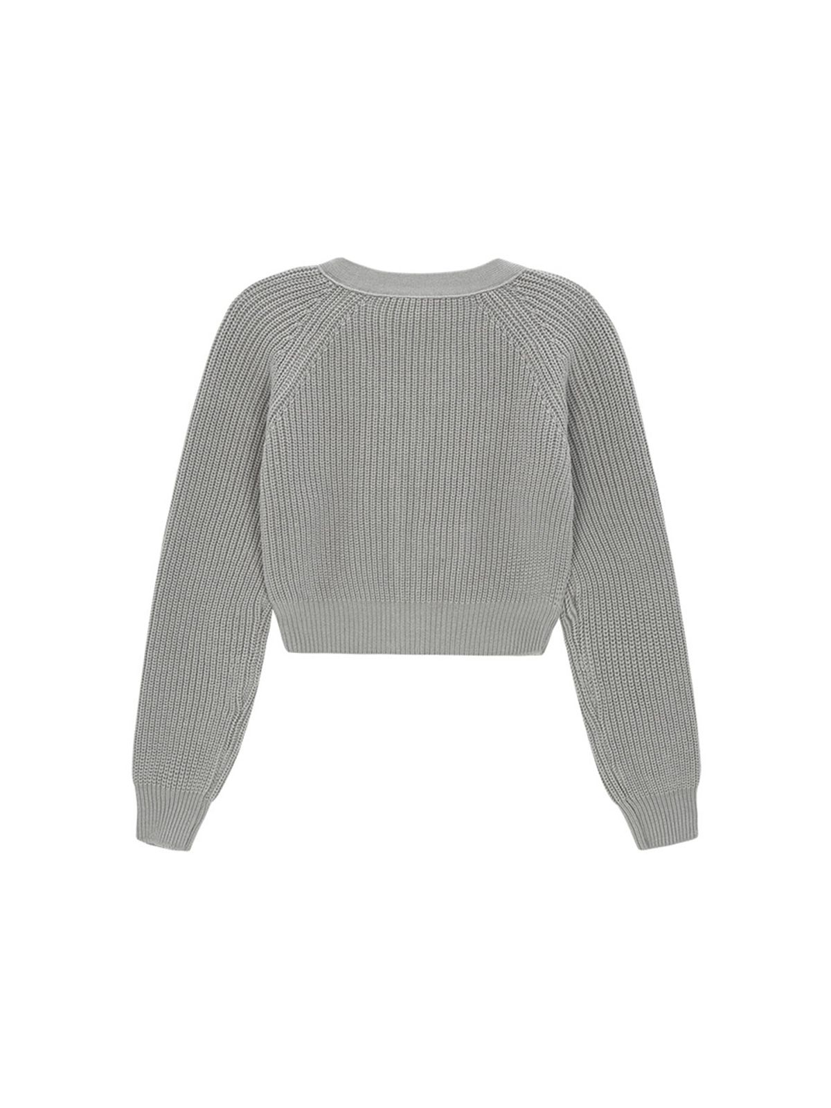 샐러드바구니(SALAD BAGUNI) V-Neck Pullover Cardigan - light gray