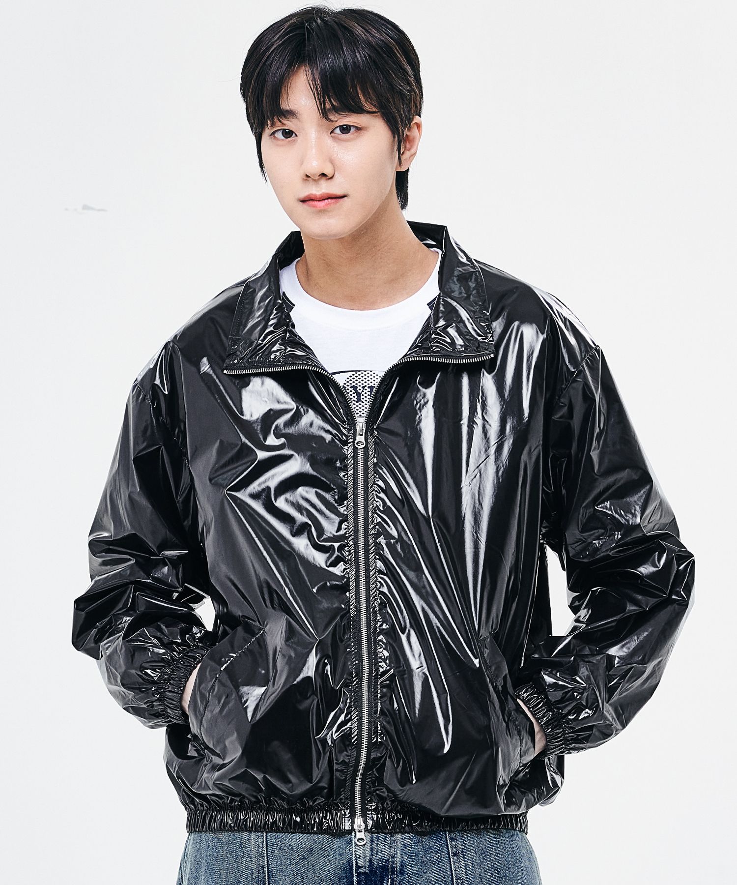 MUSINSA | GRAYBLVD Miel Glossy Windbreaker Jacket GJAJK62