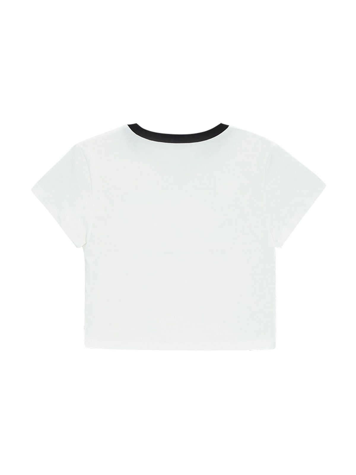 샐러드바구니(SALAD BAGUNI) Embroidered Crop T-shirt - white black