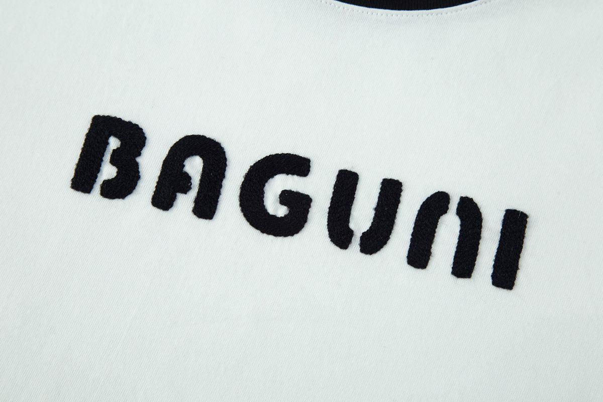 샐러드바구니(SALAD BAGUNI) Embroidered Crop T-shirt - white black