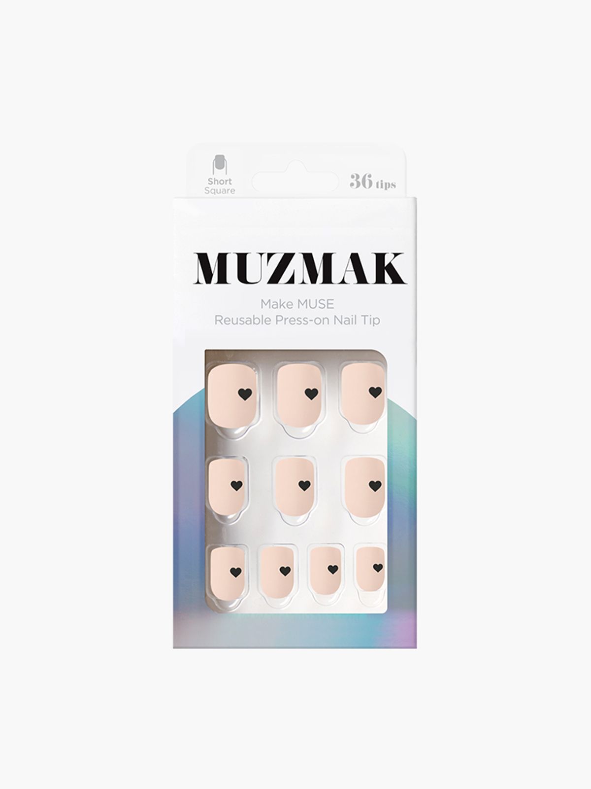 뮤즈마크(MUZMAK) 리유저블 네일팁 하트 핀(숏 스퀘어)