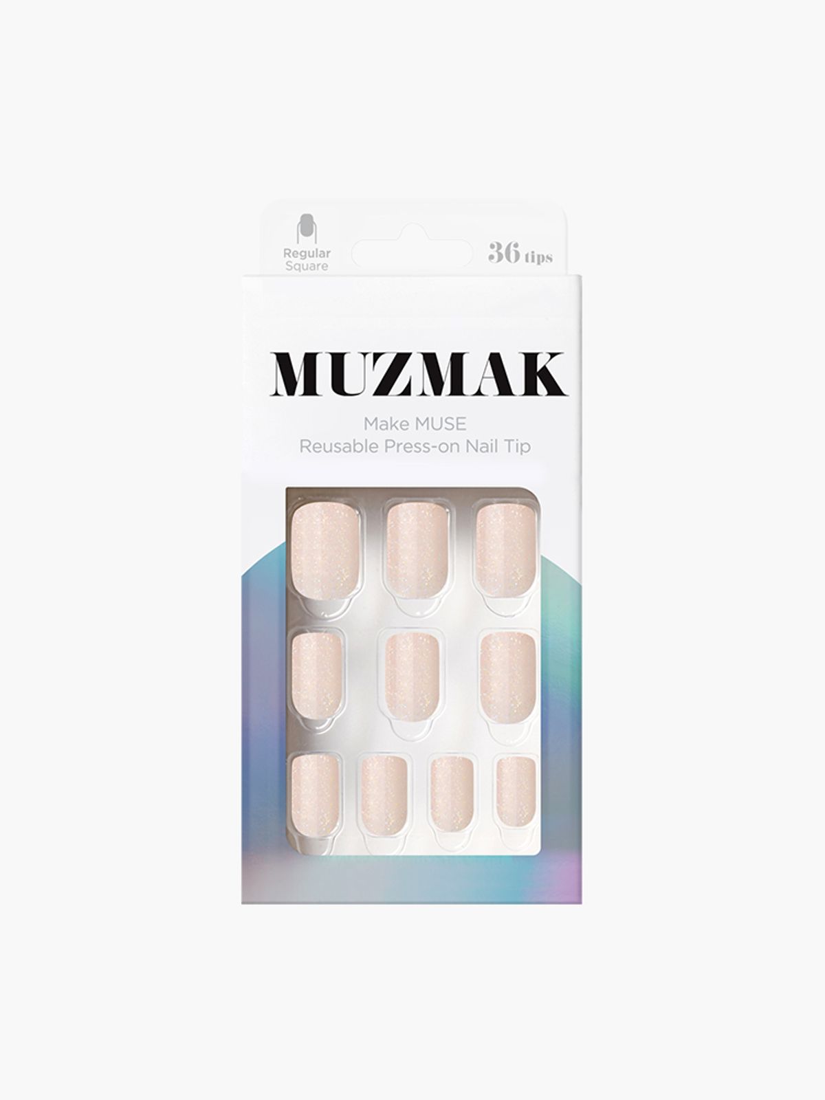 뮤즈마크(MUZMAK) 리유저블 네일팁 피치 글리터(레귤러 스퀘어)
