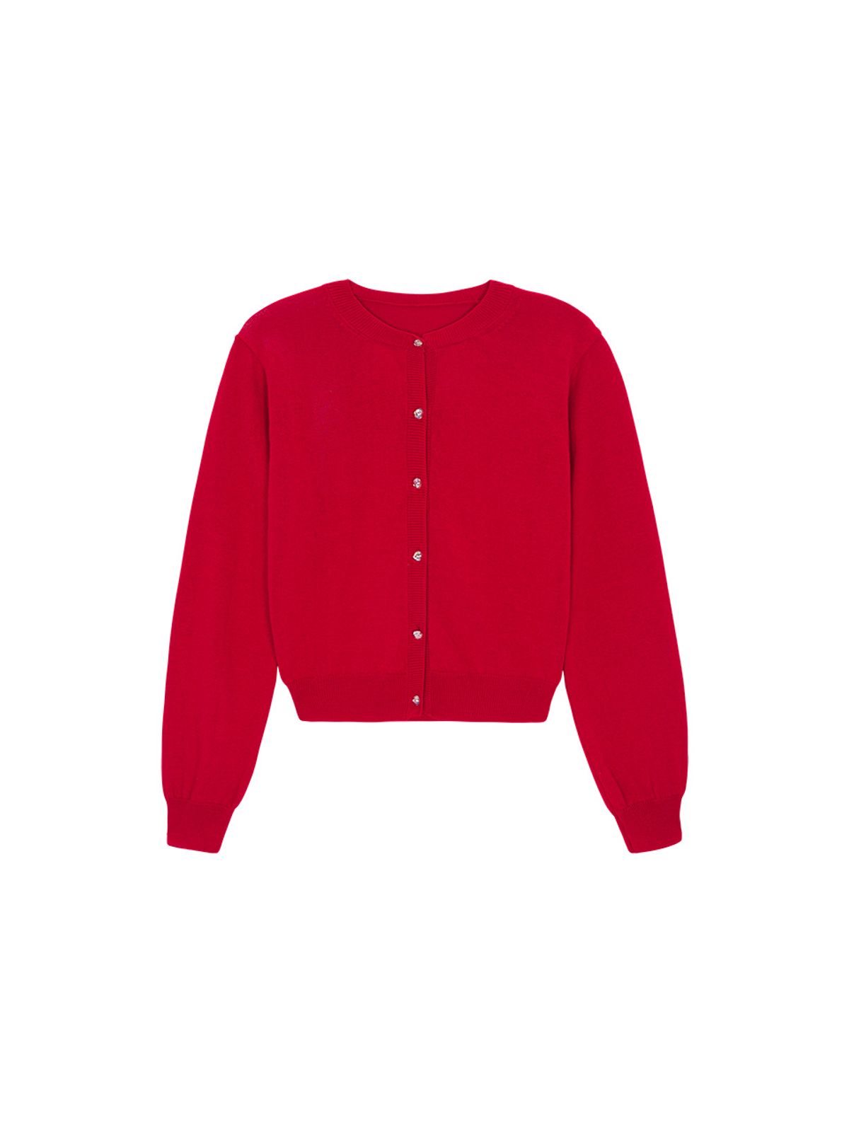 샐러드바구니(SALAD BAGUNI) Crop Top Cardigan Setup - red