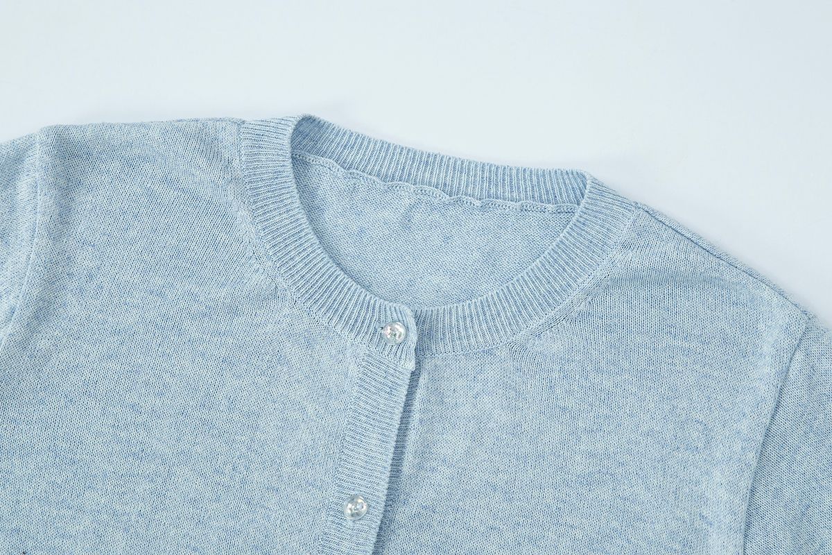 샐러드바구니(SALAD BAGUNI) Crop Top Cardigan Setup - blue