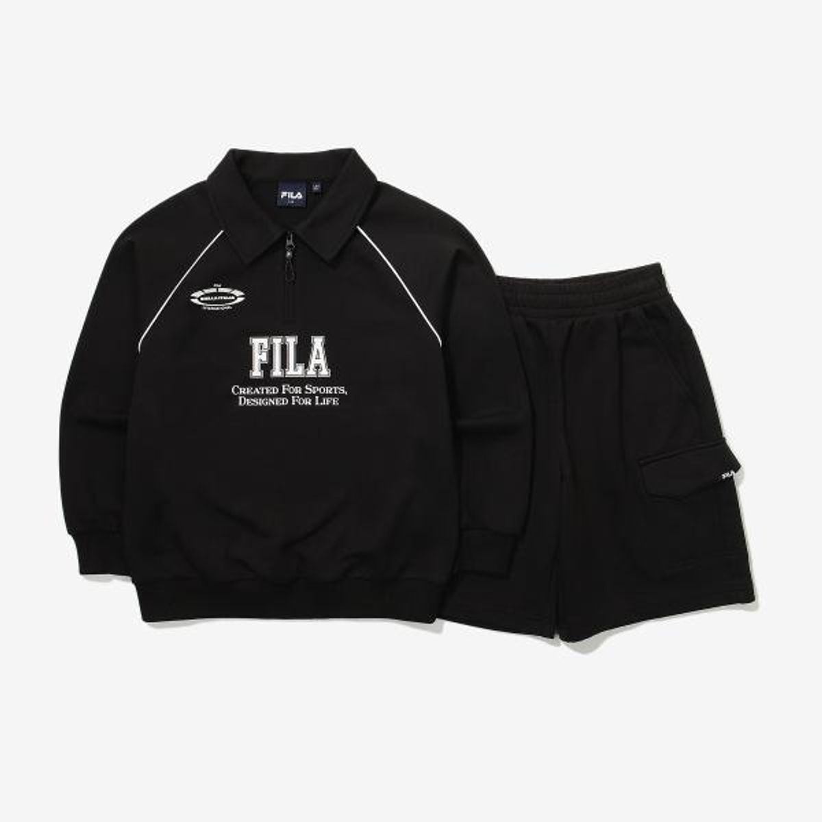 휠라 키즈(FILA KIDS) 카라 반집업 셋업(FK2FSG1202MBLK)