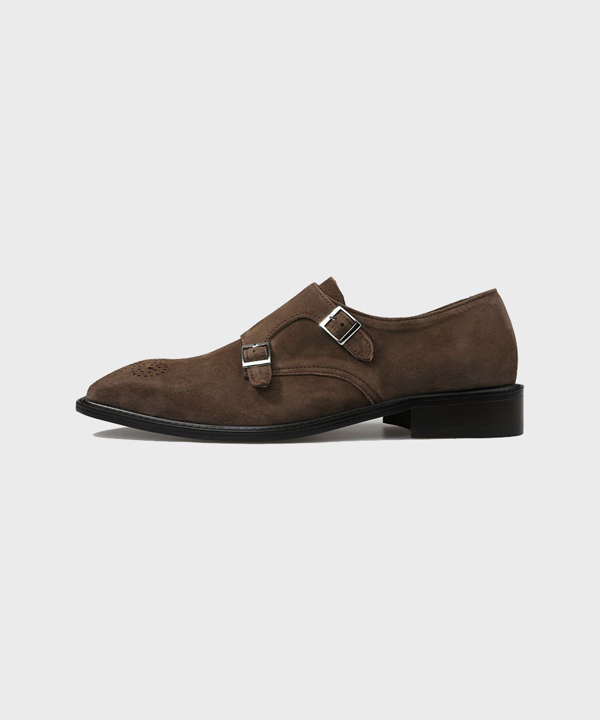 피렌체 아뜨리에(FIRENZE ATELIER) 로베 스웨이드 더블몽크 스트랩 2225-QS [DARK BROWN]