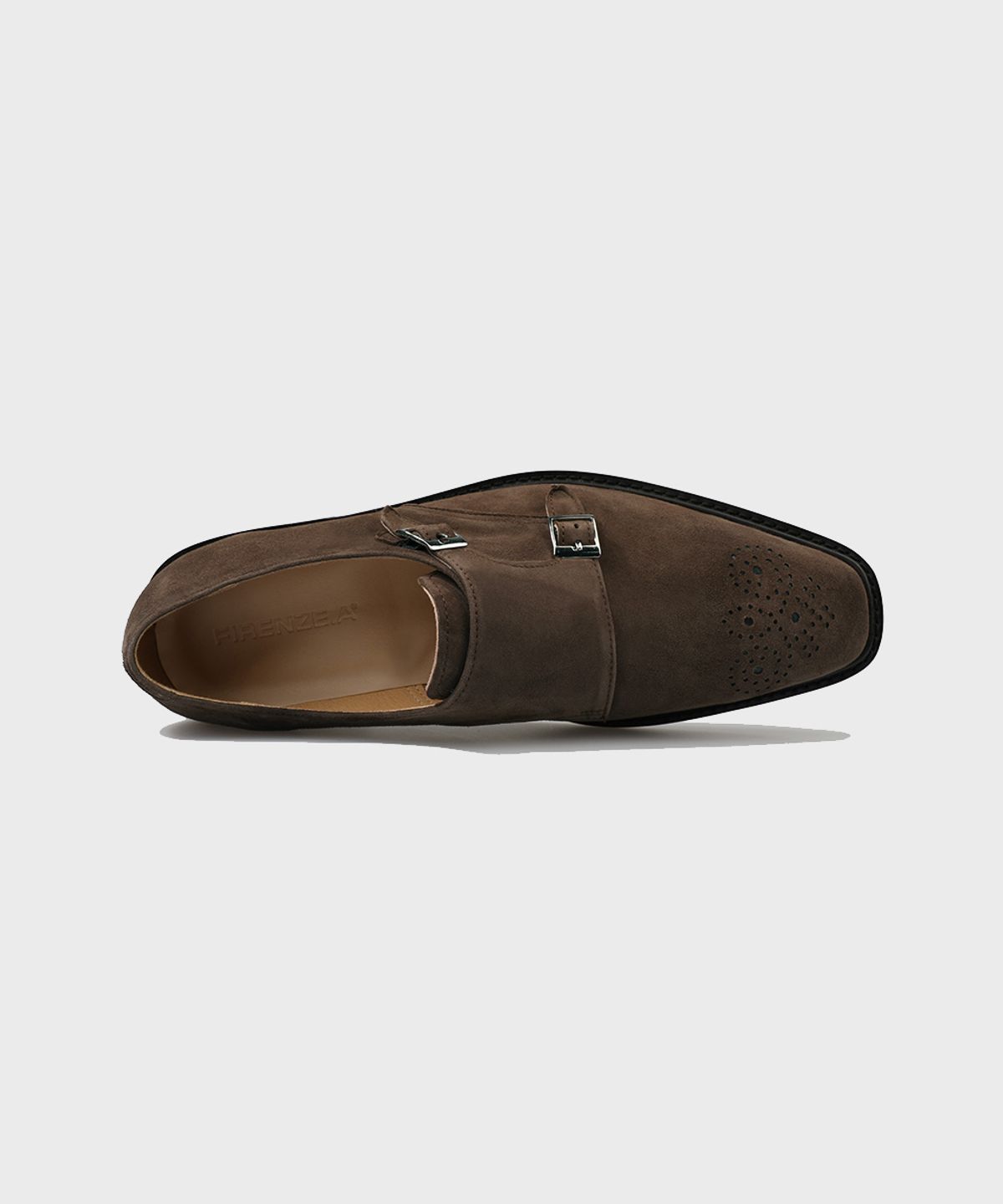 피렌체 아뜨리에(FIRENZE ATELIER) 로베 스웨이드 더블몽크 스트랩 2225-QS [DARK BROWN]