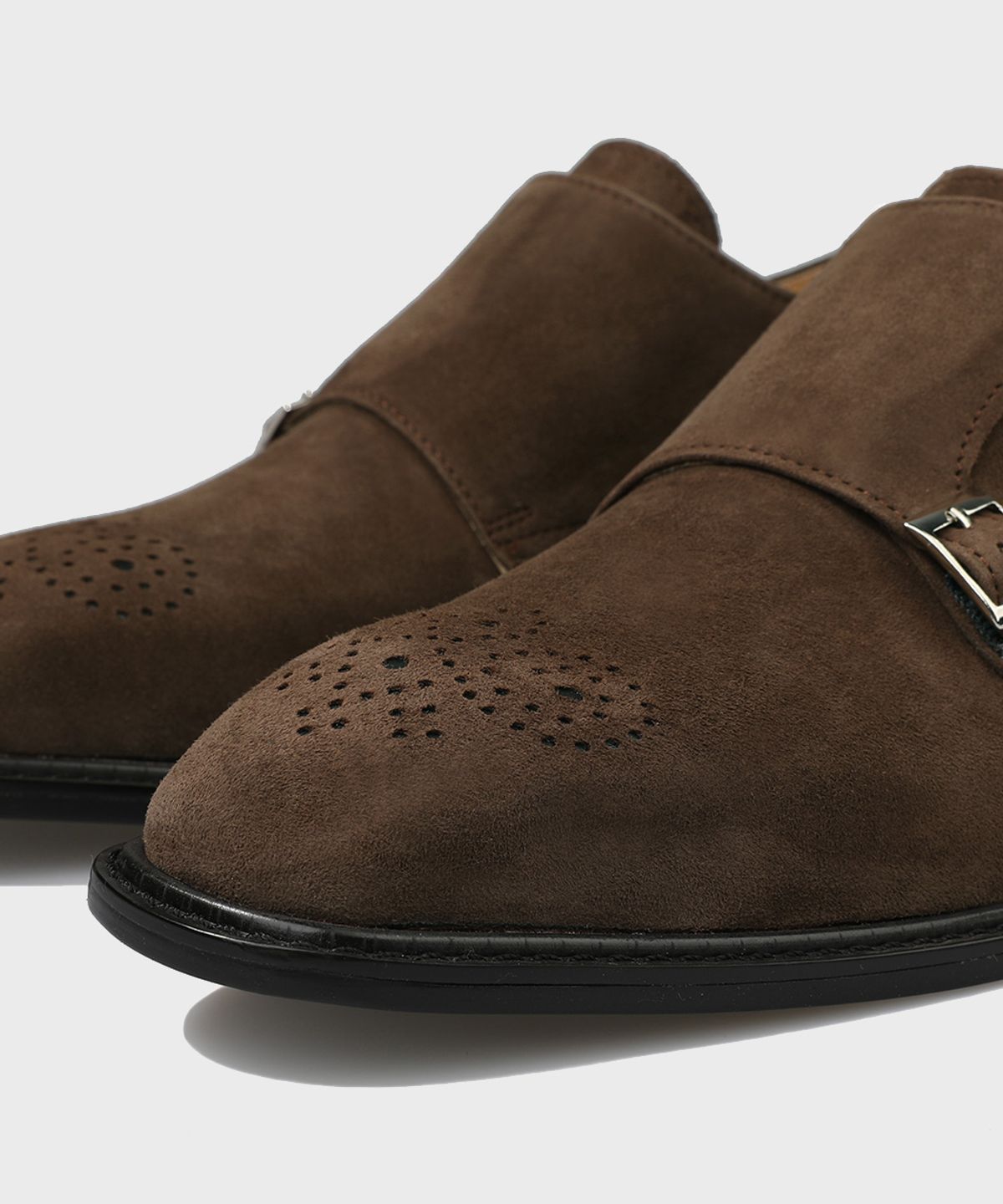 피렌체 아뜨리에(FIRENZE ATELIER) 로베 스웨이드 더블몽크 스트랩 2225-QS [DARK BROWN]