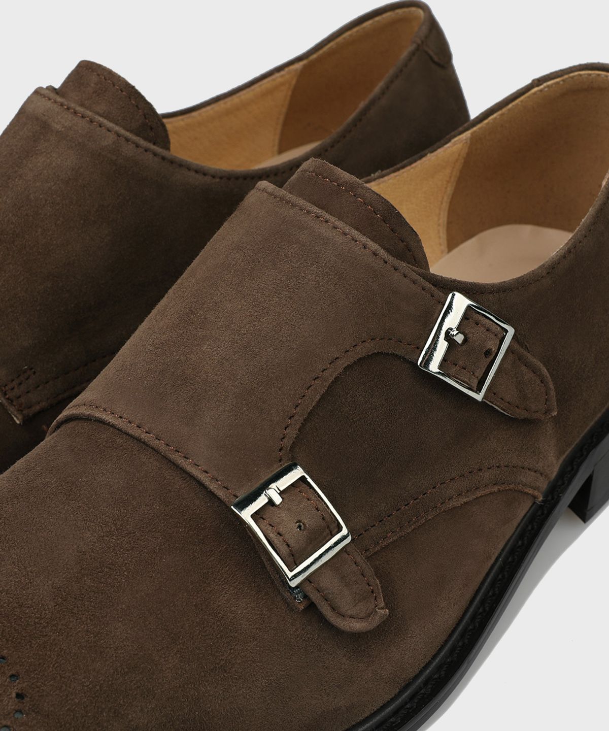 피렌체 아뜨리에(FIRENZE ATELIER) 로베 스웨이드 더블몽크 스트랩 2225-QS [DARK BROWN]