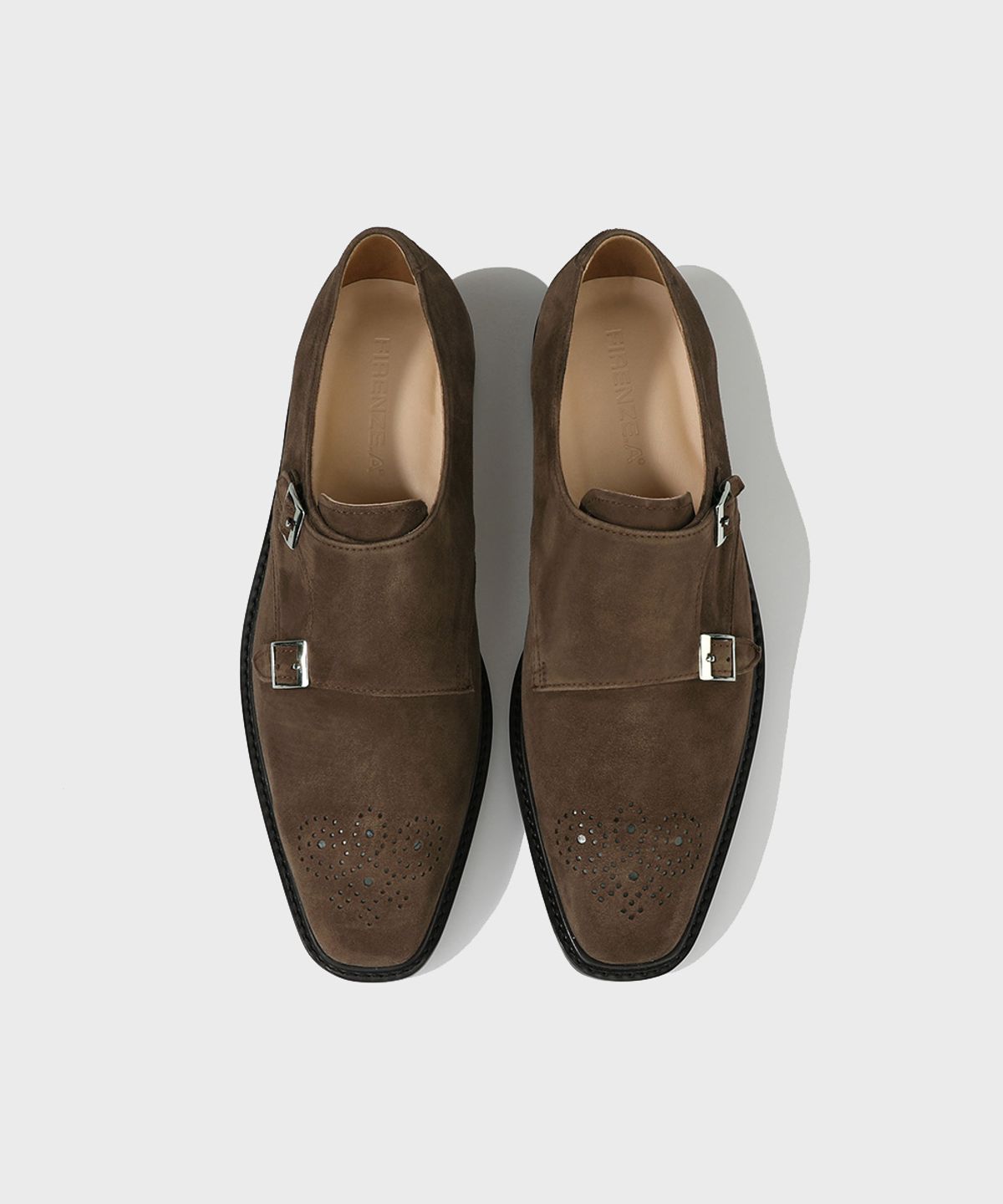 피렌체 아뜨리에(FIRENZE ATELIER) 로베 스웨이드 더블몽크 스트랩 2225-QS [DARK BROWN]