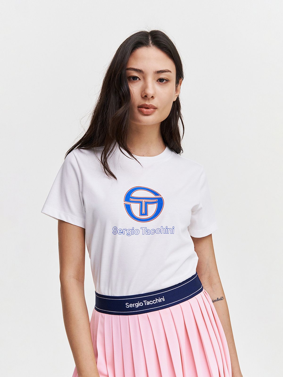 세르지오 타키니(SERGIO TACCHINI) W 데일리 후로피 아트웍 반팔 티셔츠 (White)