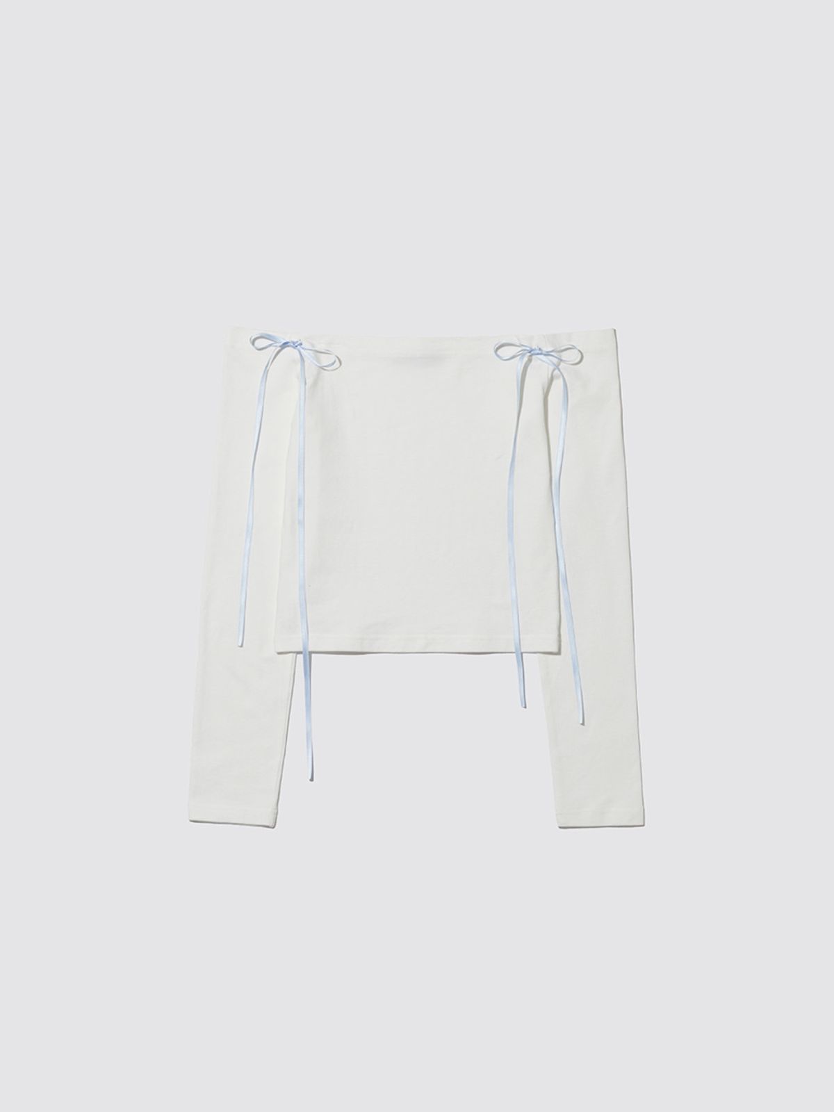민더리(MEENDERI) RIBBON OFF-SHOULDER TOP - WHITE