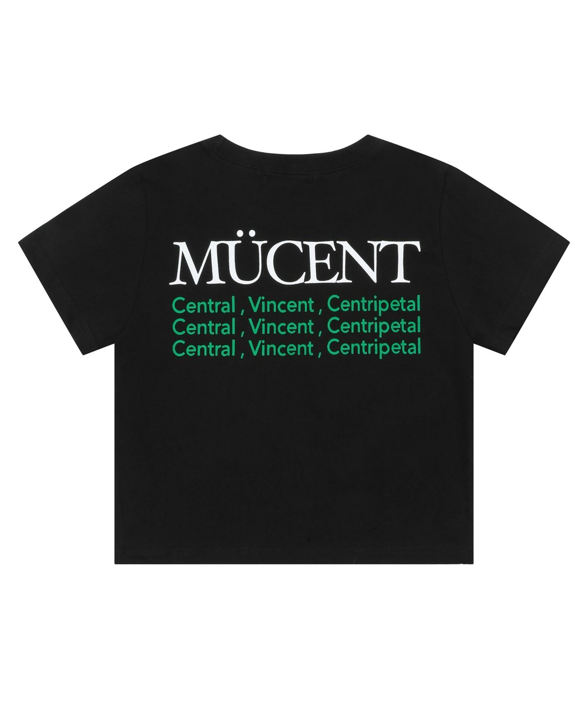 무센트(MUCENT) 슬로건 반팔 티 (크롭, 루즈핏)
