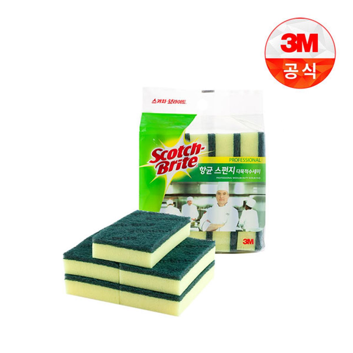 쓰리엠(3M) 항균 스펀지 다목적 수세미 대형 5개입x3팩 (블루/옐로우/핑크)