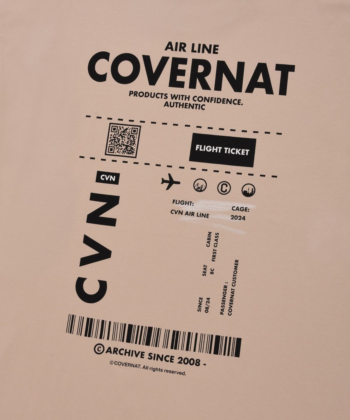 커버낫(COVERNAT) 패스포트 티셔츠 더스티 핑크