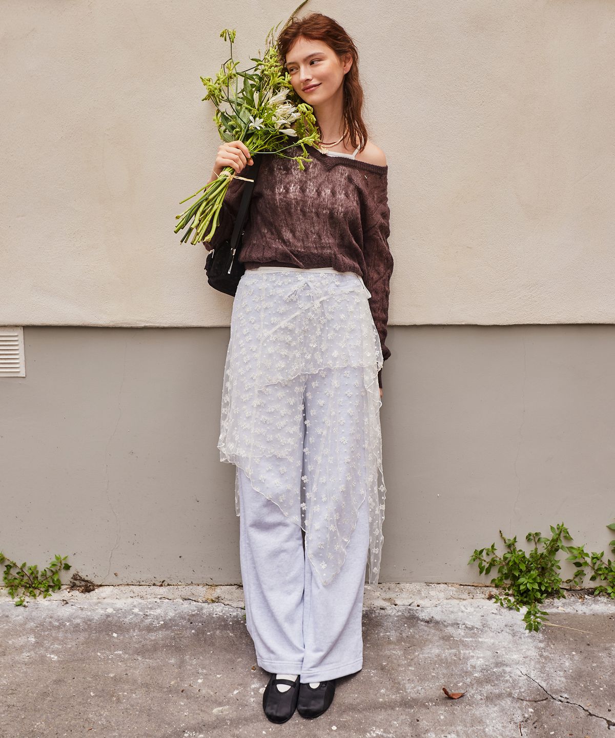 라츠유(LOTSYOU) lotsyou_Calla Lily Knit Brown