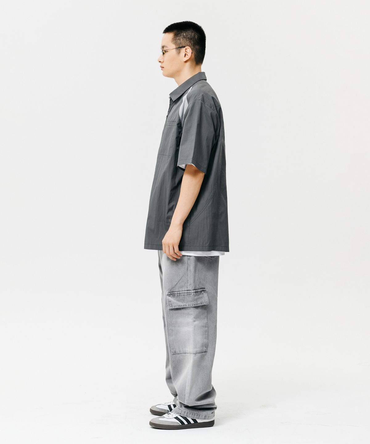 피지컬 디파트먼트(PHYSICAL DEPARTMENT) P-ACTIVE 집업 숏슬리브 차콜