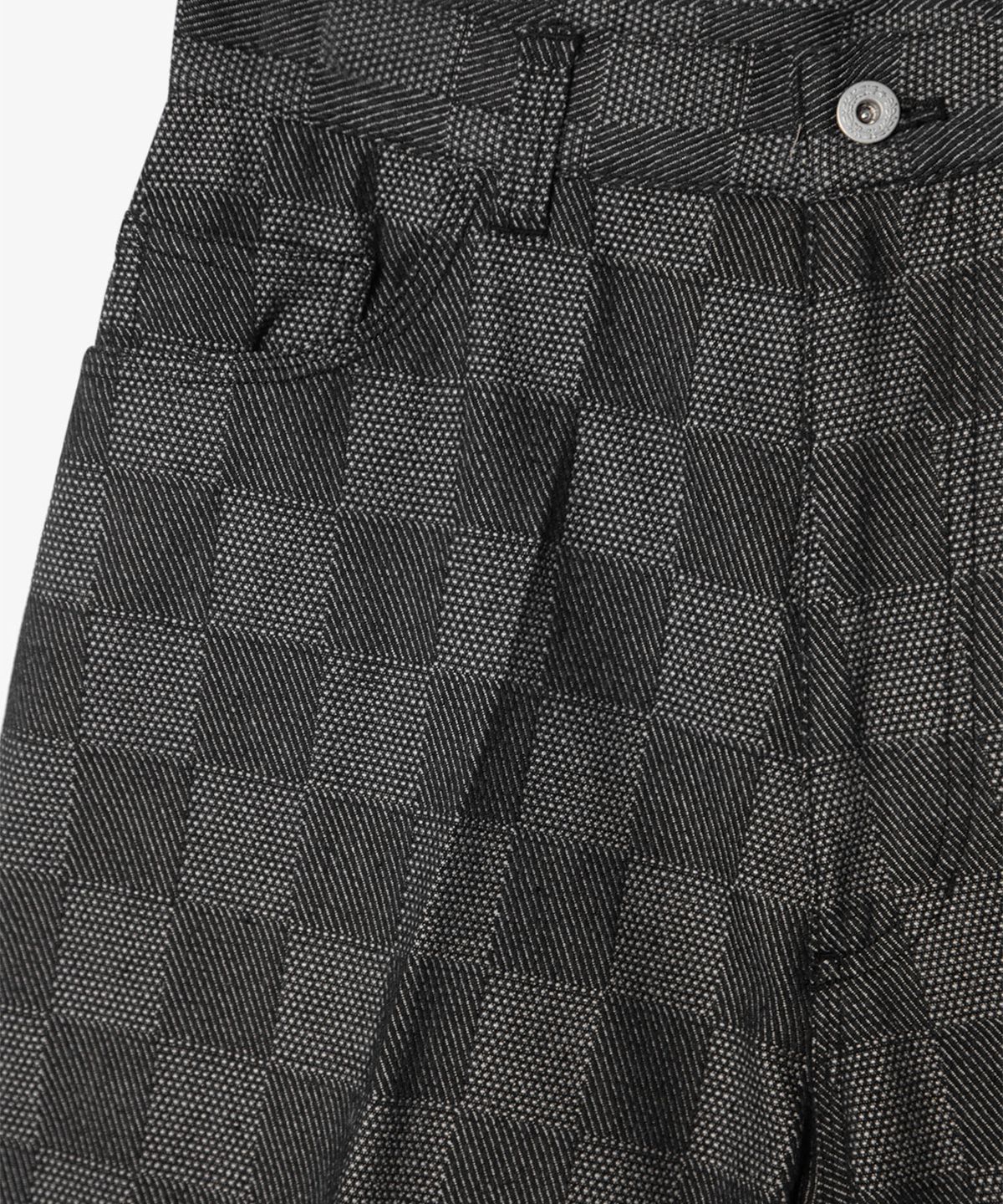 벌스데이수트(BIRTHDAYSUIT) CHECKER BOARD DENIM SHORT (BLACK)