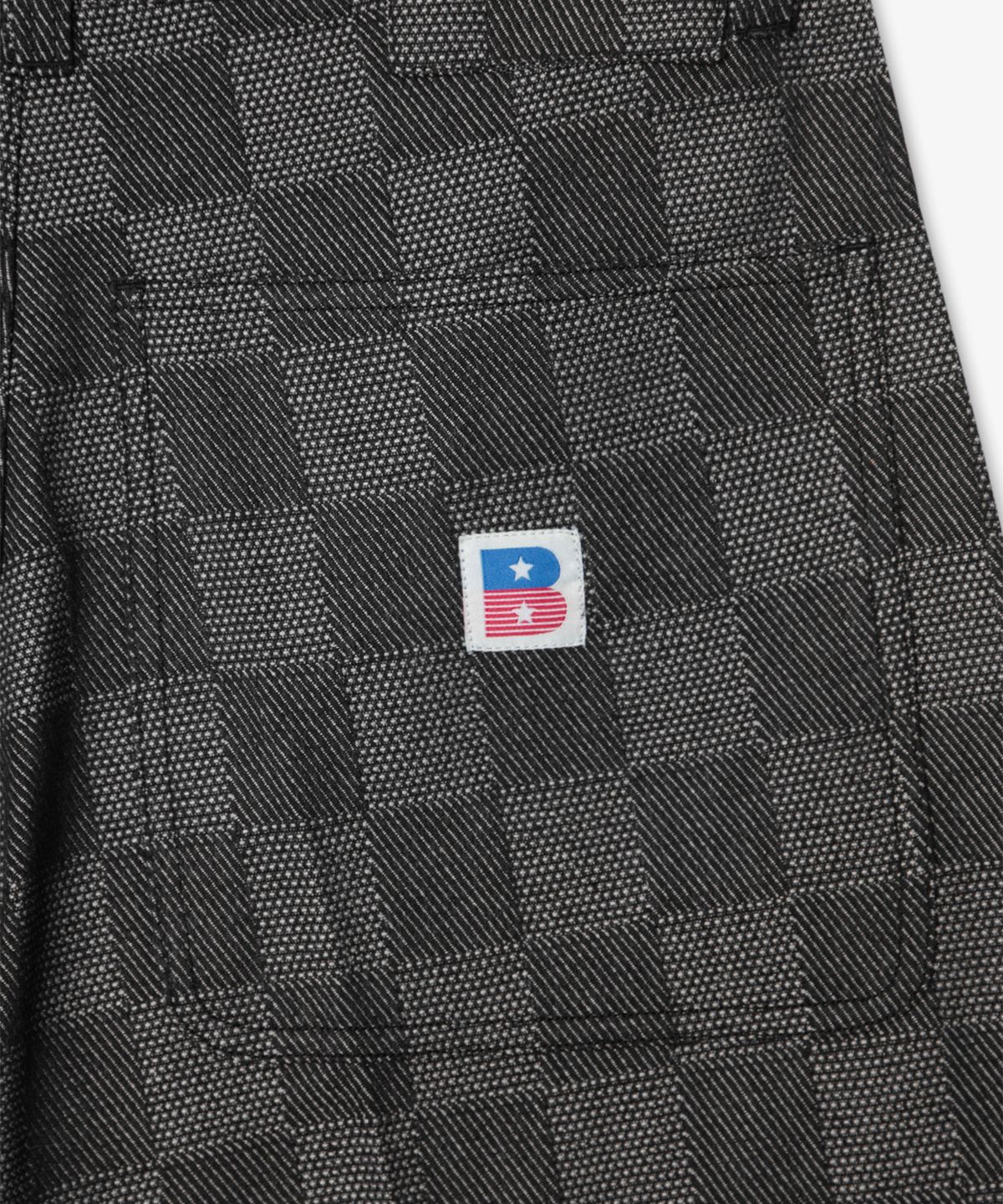 벌스데이수트(BIRTHDAYSUIT) CHECKER BOARD DENIM SHORT (BLACK)